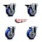 Service Caster 4'' Blue Poly Wheel Swivel Bolt Hole Caster Set with 2 Posi Lock Brakes, 4PK SCC-BH20S414-PPUB-BLUE-PLB-2-S-2 - alternate 2